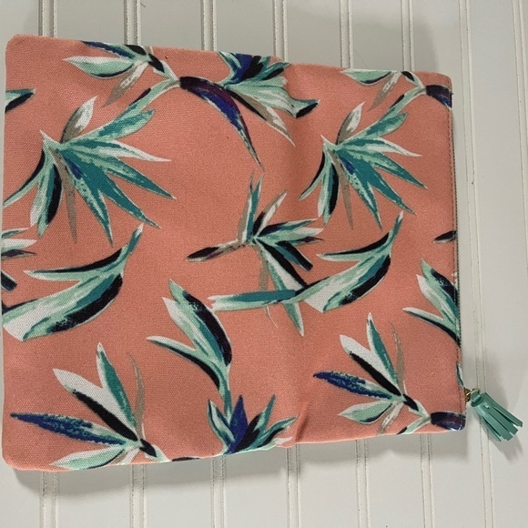 Rachael Pally Reversible Tropical Coral Pink Clutch Purse Bag - Picture 1 of 7